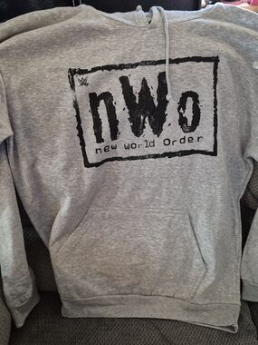 WWE nWo Gray Graphic Fleece Pullover Hoodie Men's XL Hooded Drawstring